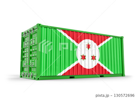 Green intermodal container featuring Burundi flag illustrating import, export, and global trade of goods and services. 3d Rendering. 3d Rendering Green intermodal container featuring Burundi flag illustrating import, export, and global trade of goods and services. 3d Rendering. 3d Rendering 130572696