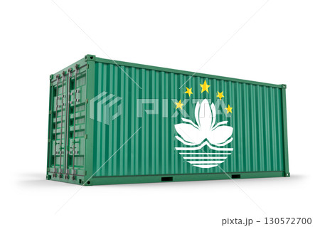 Macau flag decorating shipping container, representing global logistics and maritime commerce. 3d Rendering Macau flag decorating shipping container, representing global logistics and maritime commerce. 3d Rendering 130572700