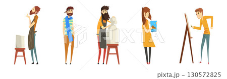 People Character of Artistic Profession in Creative Process Vector Set 130572825