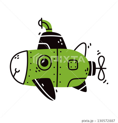 Submarine Boat as Nautical Underwater Vessel Vector Illustration Submarine Boat as Nautical Underwater Vessel Vector Illustration 130572887