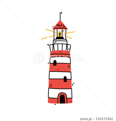 Lighthouse Marine and Nautical Tower for Navigation Vector Illustration 130572892