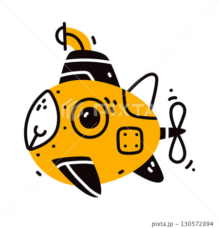 Submarine Boat as Nautical Underwater Vessel Vector Illustration 130572894