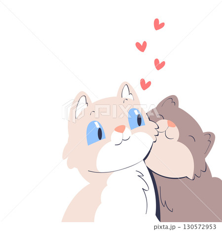 Happy Lover Cat Animal Couple Cuddle Together Vector Illustration Happy Lover Cat Animal Couple Cuddle Together Vector Illustration 130572953