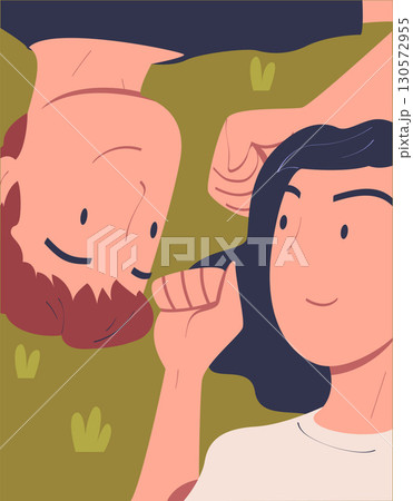 Happy Lover Man and Woman Couple Cuddle Together Vector Illustration 130572955