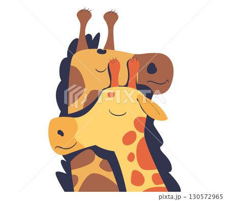 Happy Lover Giraffe Animal Couple Cuddle Together Vector Illustration Happy Lover Giraffe Animal Couple Cuddle Together Vector Illustration 130572965