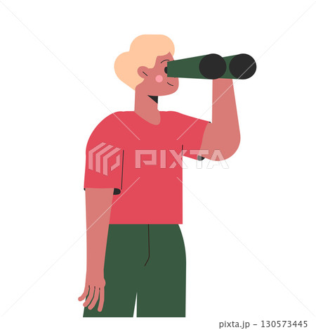 Man Character Looking Into Distance with Binocular Vector Illustration Man Character Looking Into Distance with Binocular Vector Illustration 130573445