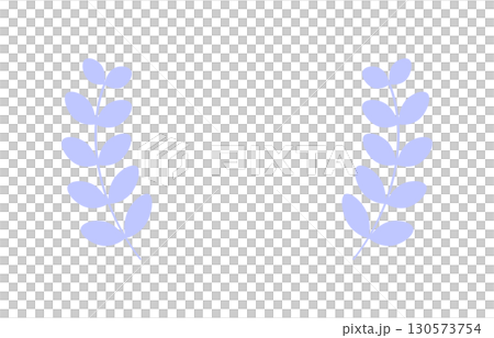 A simple frame of a pair of blue leaves - Plant-shaped ornaments, emblems, decorative borders, and other design elements 130573754