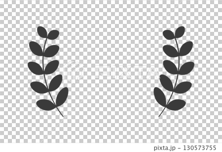 一對黑葉的簡單框架 — — 植物形裝飾、徽章和裝飾邊框的設計元素 130573755