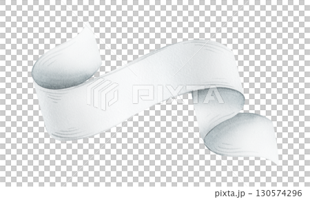 Hand-painted watercolor illustration of white ribbon banner isolated on transparent background, decorative festive element perfect for Christmas invitations, holiday crafts and seasonal design. Hand-painted watercolor illustration of white ribbon banner isolated on transparent background, decorative festive element perfect for Christmas invitations, holiday crafts and seasonal design. 130574296