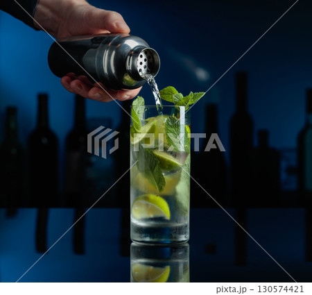 Mojito on a black table in a bar. 130574421