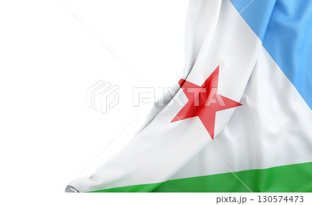 Flag of Djibouti with empty space on the left. Isolated. 3D Rendering Flag of Djibouti with empty space on the left. Isolated. 3D Rendering 130574473