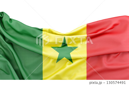 Flag of Senegal isolated on white background with copy space above. 3D rendering 130574491