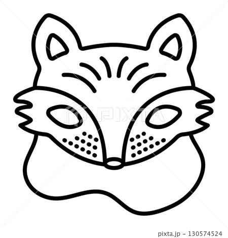Fox mask for a masquerade, carnival, festival. Vector black line icon Fox mask for a masquerade, carnival, festival. Vector black line icon 130574524