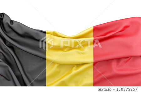 Flag of Belgium isolated on white background with copy space above. 3D rendering Flag of Belgium isolated on white background with copy space above. 3D rendering 130575257