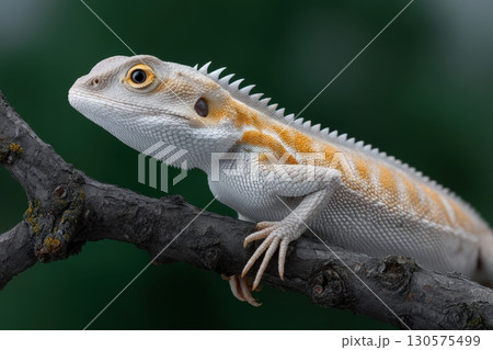 Lizard perched on a branch showcasing vibrant colors in a natural setting 130575499