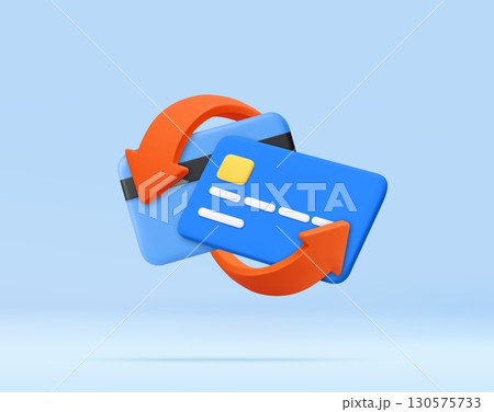 3D Credit Card Exchange with Arrows Icon 3D Credit Card Exchange with Arrows Icon 130575733