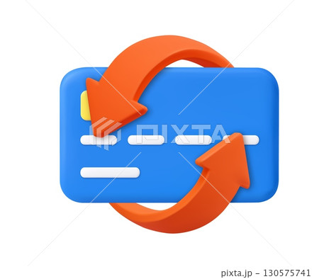 3D Credit Card with Circular Arrows Icon 130575741