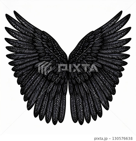 Black Angel Wings on White Background 130576638