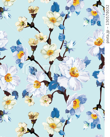 Vibrant Floral and Leaf Patterned Decorative Paper Assortment 130578032