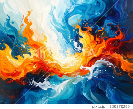 Abstract Fire and Water Painting with Vibrant...のイラスト素材 [130578299] - PIXTA