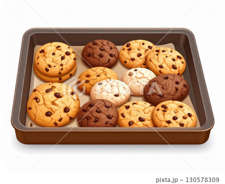 Assorted Chocolate Chip Cookies on Baking Tray Assorted Chocolate Chip Cookies on Baking Tray 130578309