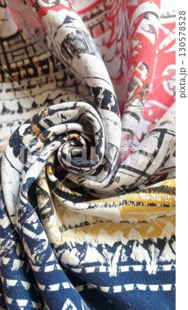 Closeup of Colorful Abstract Fabric Swirl 130578528