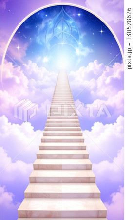 White Stairway to Heaven in Pastel Sky 130578626