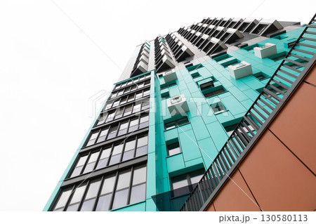 High-rise apartment buildings in a residential area with a focus on rental and mortgage options and 130580113