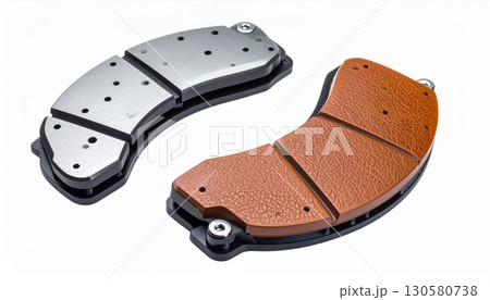 Gray and Brown Curved Automotive Brake Pads Gray and Brown Curved Automotive Brake Pads 130580738
