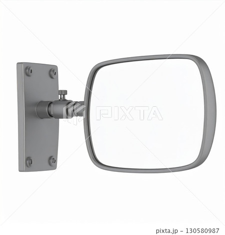 Grey Rectangular Wall-Mounted Mirror with Adjustable Arm 130580987