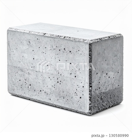Grey Concrete Block on White Background 130580990