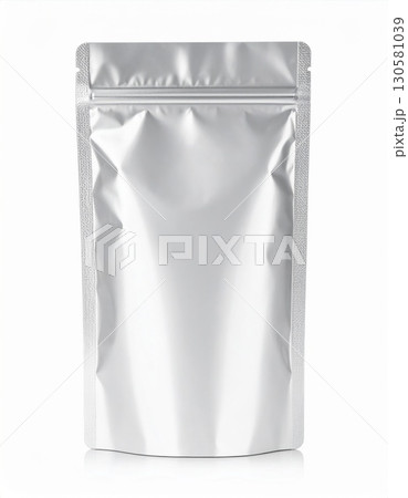 Silver Foil Stand Up Pouch Packaging Mockup 130581039