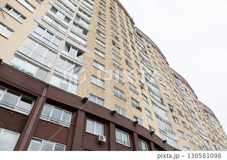 High-rise apartment buildings in a residential area showcasing the demand for rental and mortgage 130581098