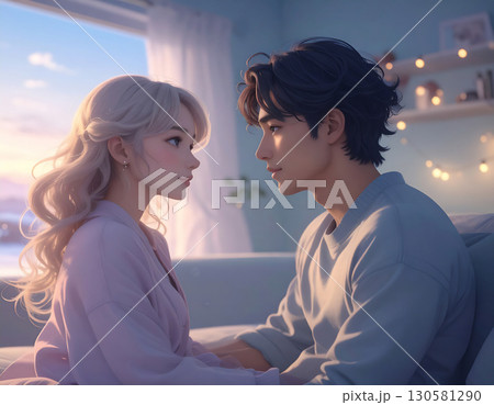 恋人たちのいる風景 AI生成素材 恋人たちのいる風景 AI生成素材 130581290
