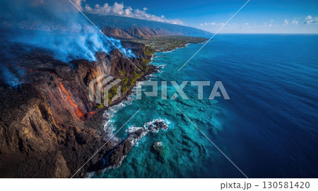Volcanic Eruption by the Ocean Volcanic Eruption by the Ocean 130581420