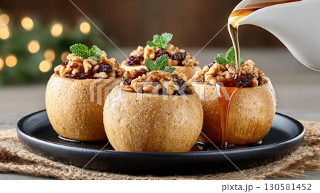 Baked Apples with Nuts and Honey Baked Apples with Nuts and Honey 130581452
