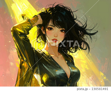 黒い髪の女　AI生成素材 130581491