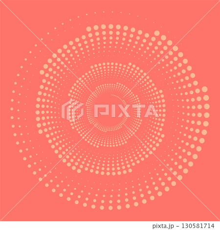 Abstract background. Design spiral dots backdrop. Optical art peach fuzz pattern. Vector illustration. Abstract background. Design spiral dots backdrop. Optical art peach fuzz pattern. Vector illustration. 130581714