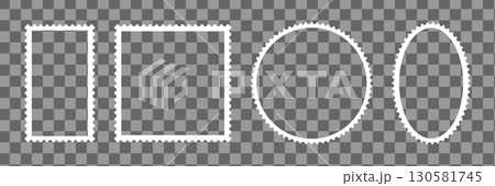 Postage stamp retro empty template frames. Set of white borders for postcards, letters. Blank circle, rectangular vintage stamps. Tags, labels, coupons, boxes with curvy, wiggly, wavy perforated edges Postage stamp retro empty template frames. Set of white borders for postcards, letters. Blank circle, rectangular vintage stamps. Tags, labels, coupons, boxes with curvy, wiggly, wavy perforated edges 130581745
