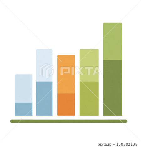 カラフル棒グラフのビジネス統計アイコン 130582138