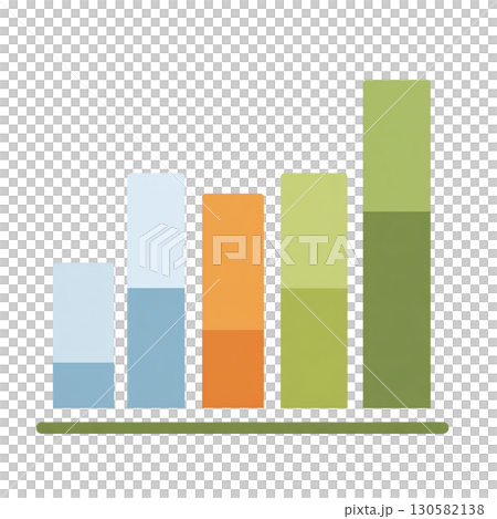 カラフル棒グラフのビジネス統計アイコン 130582138