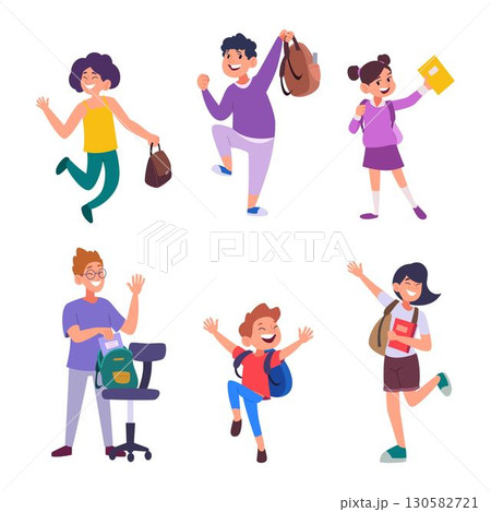 Students. Male and female school characters exact vector education and learning concept back to school 130582721