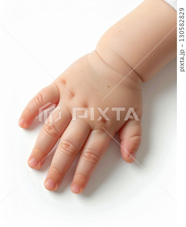 Closeup of a Baby's Soft Hand on White Background 130582829