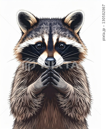 Adorable Raccoon Portrait: Closeup of a Cute Gray and Brown Mammal Adorable Raccoon Portrait: Closeup of a Cute Gray and Brown Mammal 130582867