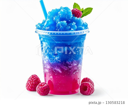 Blue and Pink Slush with Raspberriesのイラスト素材 [130583218] - PIXTA