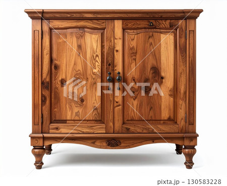 Dark Brown Wooden Cabinet with Two Doors 130583228