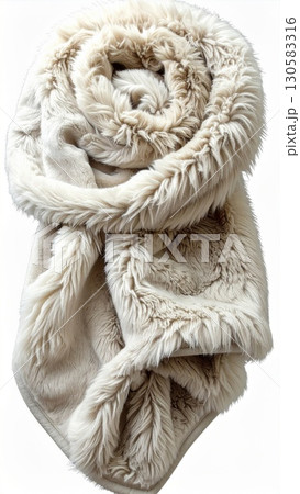 Cream Beige Faux Fur Scarf Winter Wrap Shawl 130583316