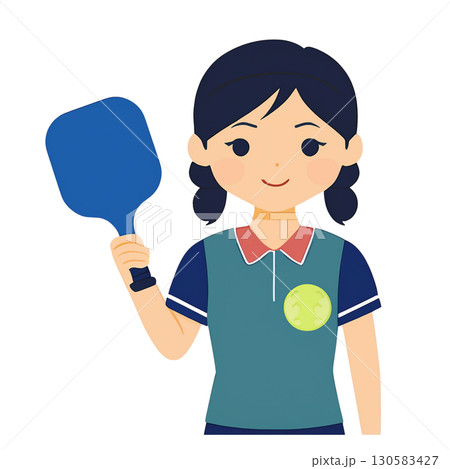 ピックルボールの女性の選手のイラスト 130583427