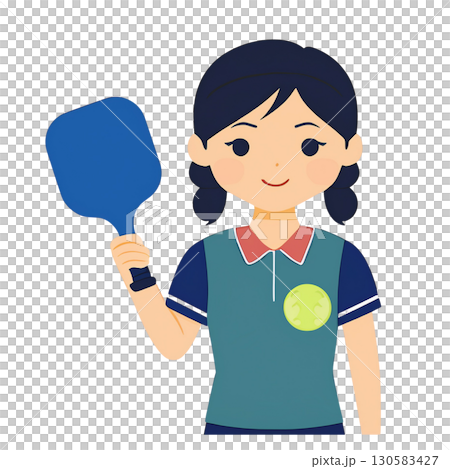 ピックルボールの女性の選手のイラスト 130583427