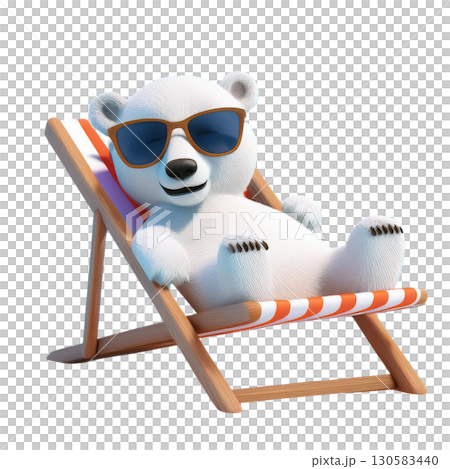 A polar bear wearing sunglasses is enjoying his vacation 130583440